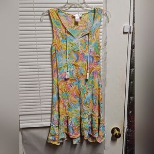 Stella Parker Womens Ruffle Hem Tassel Dress